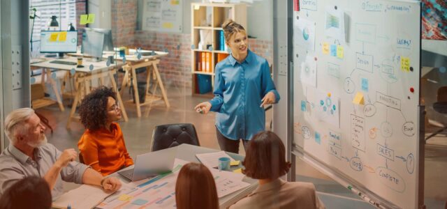 casual group setting with woman speaker