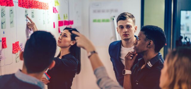 group interactions around whiteboard