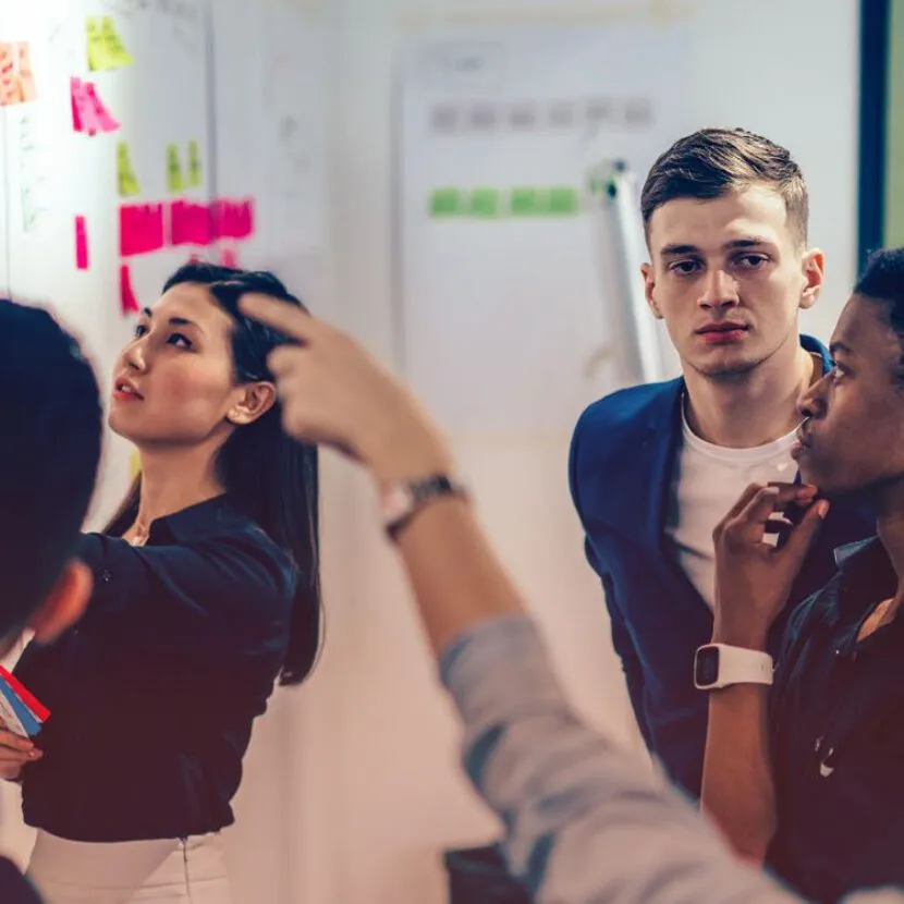 group interactions around whiteboard