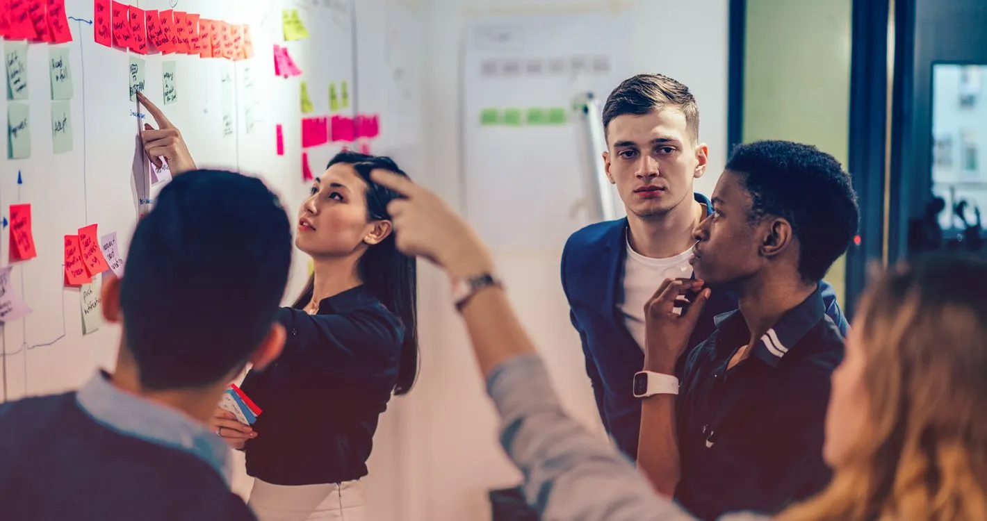 group interactions around whiteboard