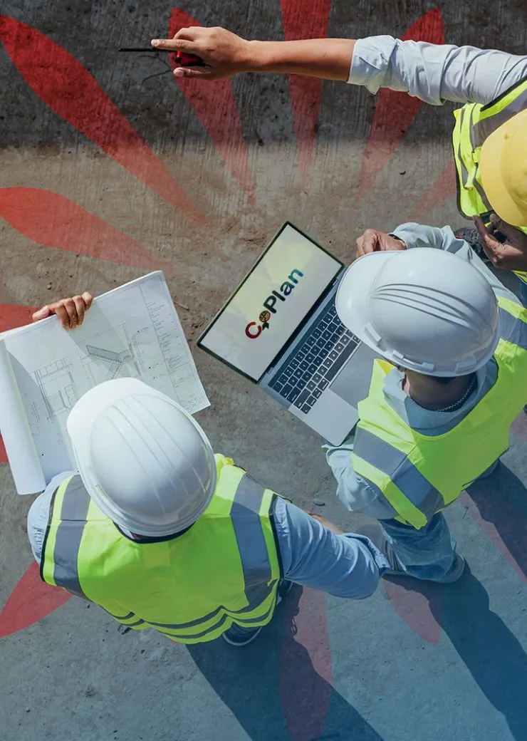 hard-hat operatives using coplan on device