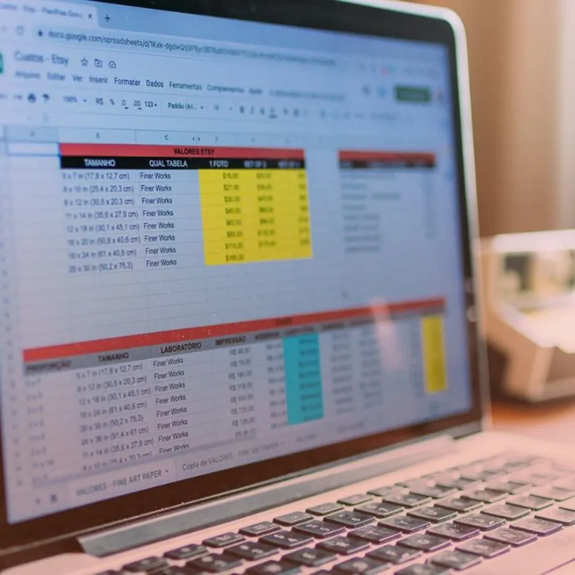 excel spreadsheet laptop view