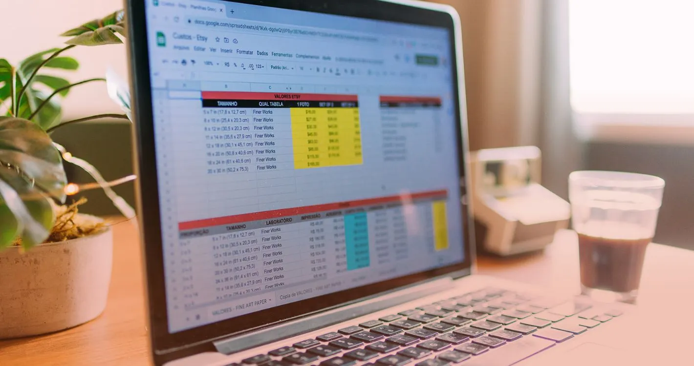 excel spreadsheet laptop view