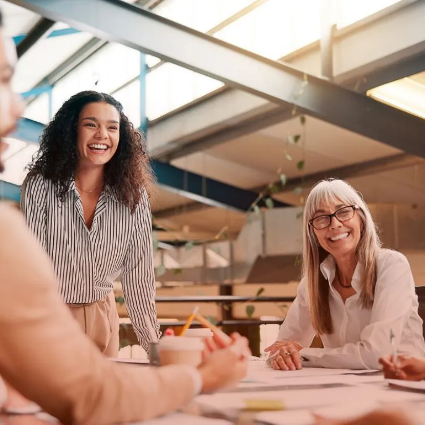 smiling group meeting