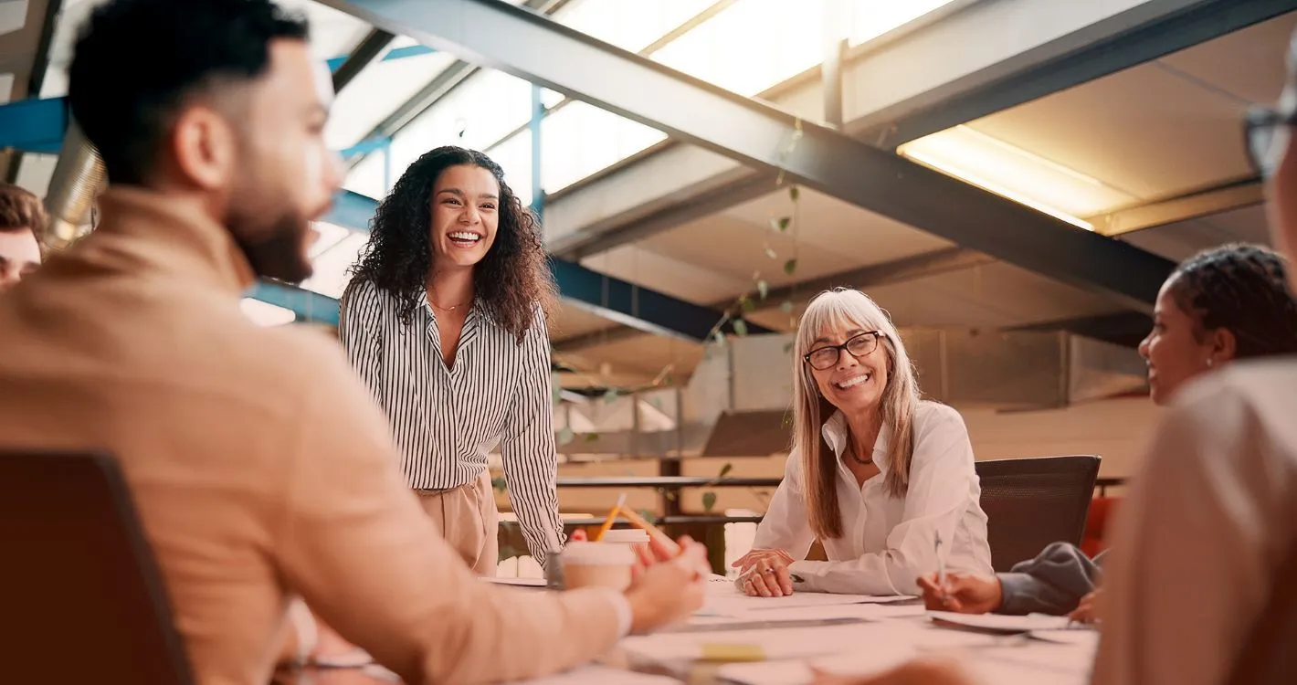 smiling group meeting