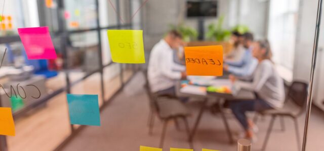 post it notes against office window