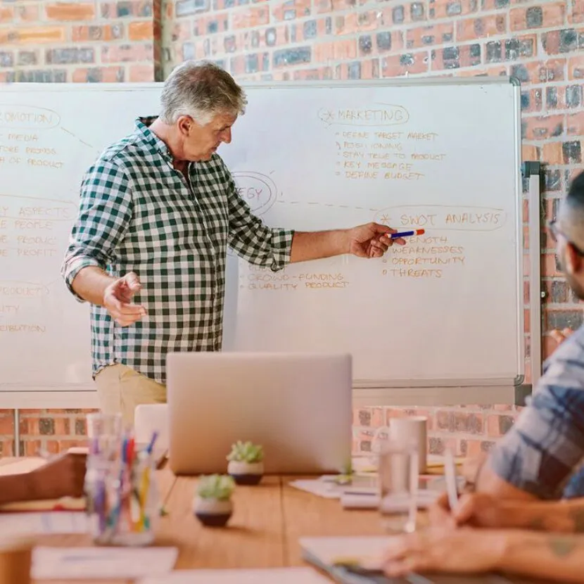 Sharing SWOT analysis with team in presentation