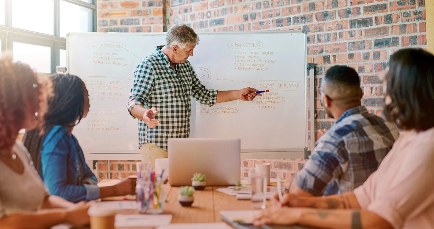 Sharing SWOT analysis with team in presentation