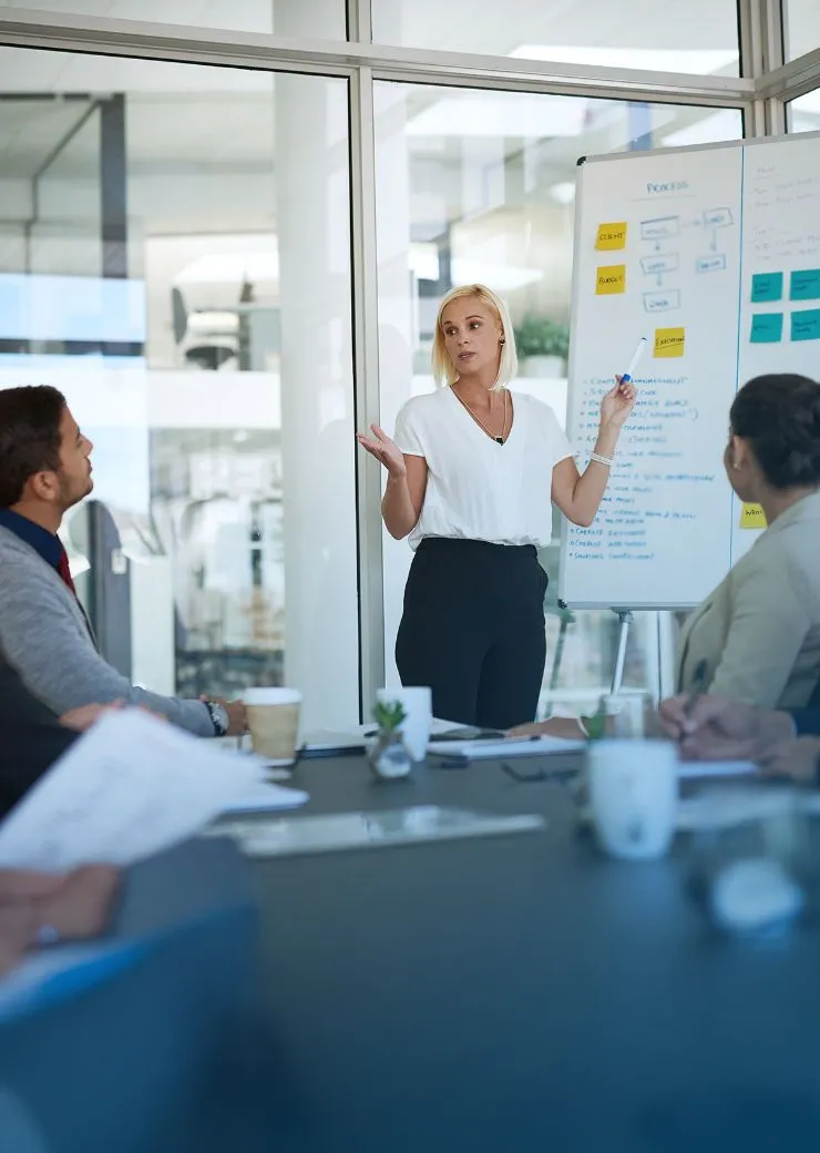 female manager explaining process to team