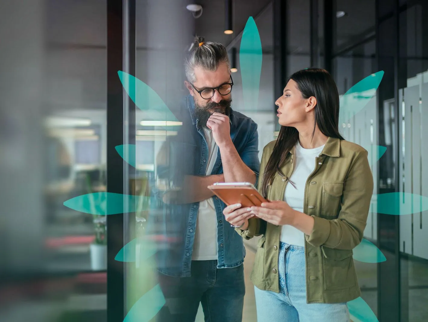 consulting staff on tablet