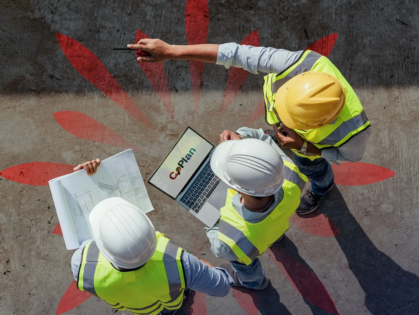 overhead view of coplan program on laptop