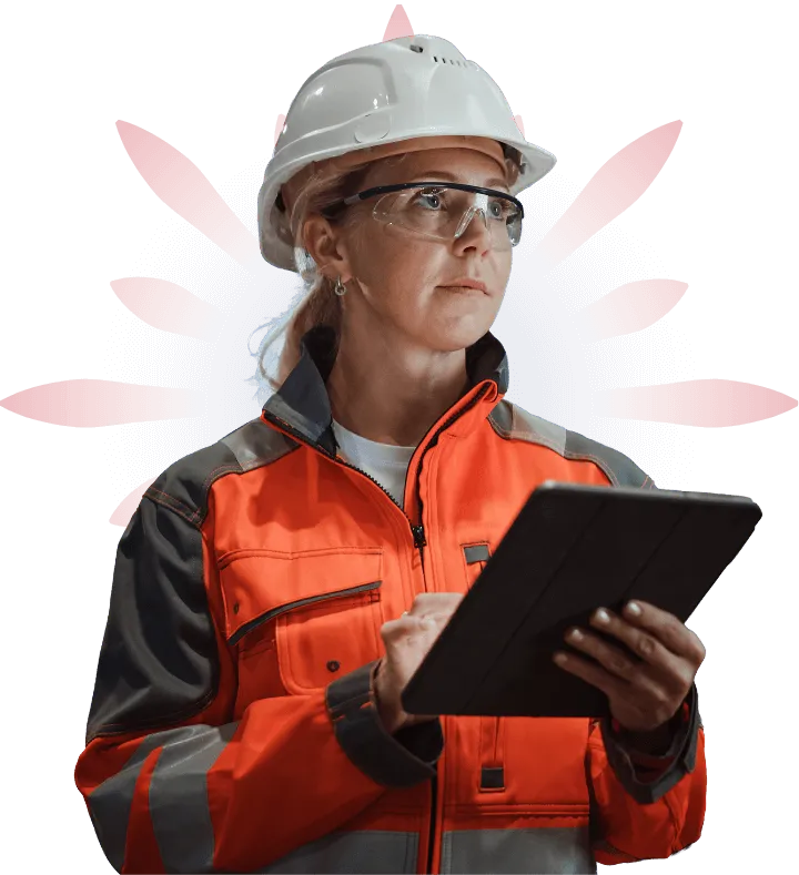 hard-hat female manufacturing operative