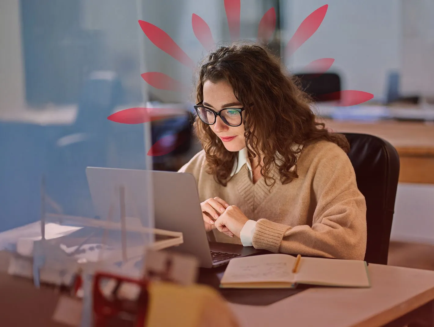 female student at laptop in learning mode