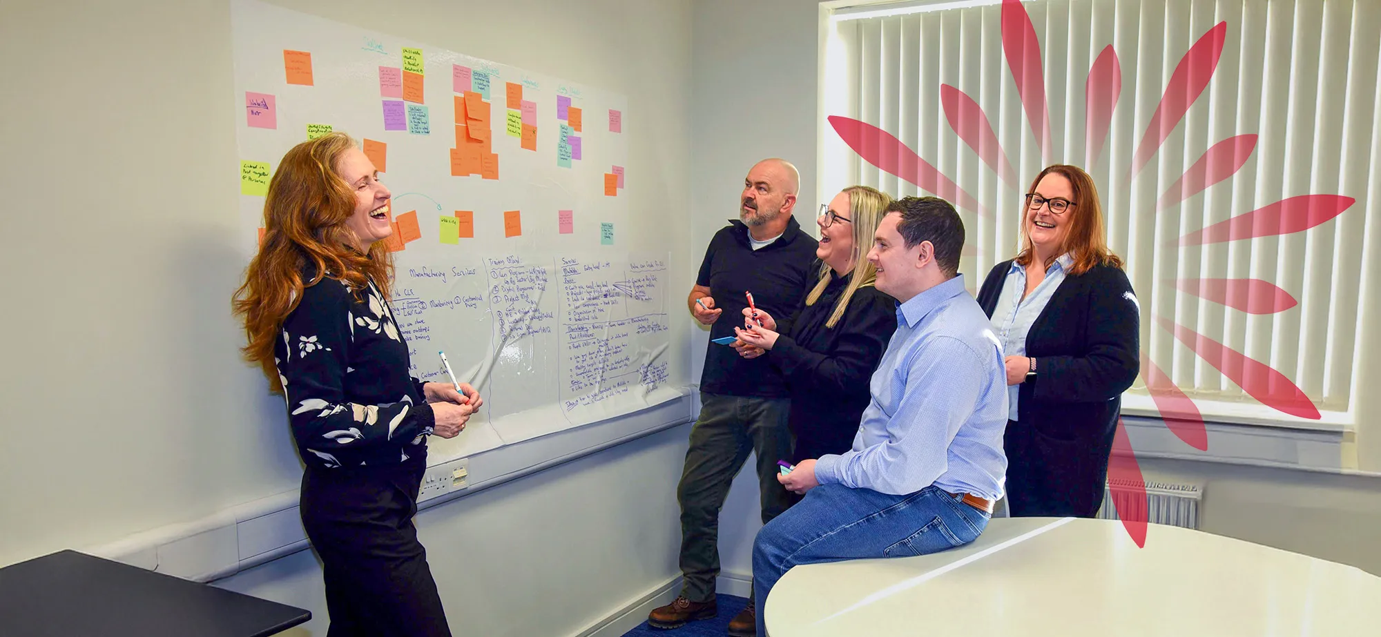 panoramic view of cls team in office boardroom