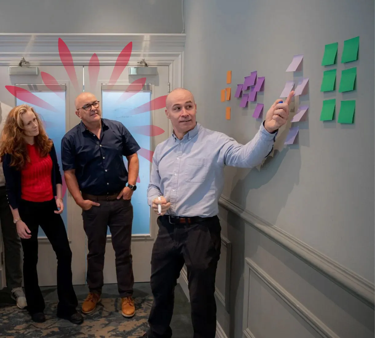 coloured post-it notes on wall